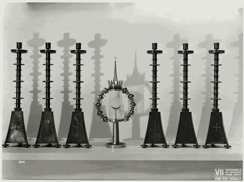 Image for VII Triennale - Mostra dell'arte sacra - Candelieri in bronzo e ostensorio
