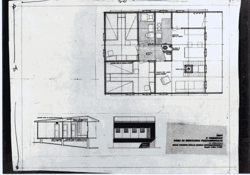 Image for X Triennale - Parco Sempione - Casa prefabbricata di montagna - Disegno di progetto - Luciano Baldessari - Marcello Grisotti