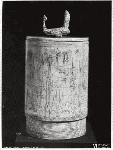 Image for VI Triennale - Mostra delle Scuole d'arte - Istituto Superiore per le industrie artistiche di Monza - Urna di maiolica graffita "le muse" di Salvatore Fancello