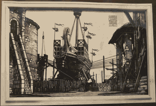 Image for I Biennale - Mostra di bozzetti per figurini e per scene di teatro - Scena, di Guido Marussig, del 3° episodio de "la Nave" di Gabriele d'Annunzio