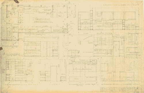 Image for Architettura ospedaliera. Lovell Health House, LA. Dettagli cucina e soggiorno. Annotazioni manoscritte