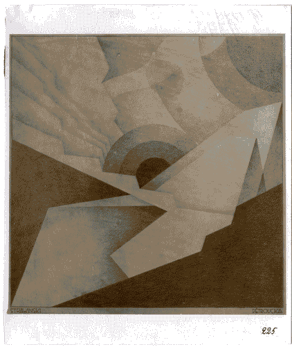 Image for III Biennale - Sala dell'atelier di Varedo di Gaetano Borsani - Salotto di Gino Maggioni - Disegno "Strawinski-Petroucka" di Ugo Galetti