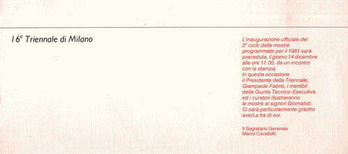 Image for Invito per la Conferenza Stampa per l'apertura del Secondo Ciclo di esposizioni