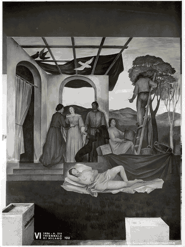 Image for VI Triennale - Padiglione nel parco Sempione - Mostra internazionale di architettura - Libreria d'arte - Affresco di Giovanni Brancaccio