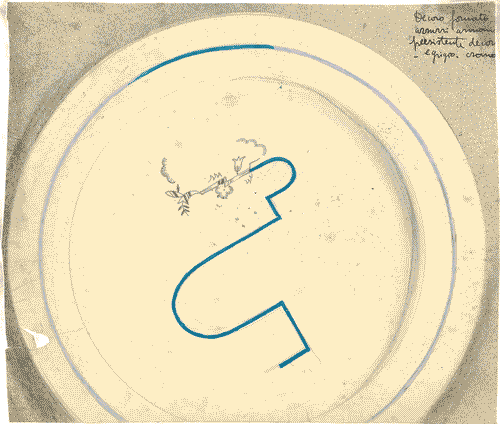 Image for Bozzetto per decoro di servizio da tavola modello "Remo" versione blu