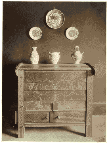 Image for II Biennale - Sezione Abruzzese - Cucina e camera da pranzo rustica di Italo De Scanctis - Cassettone e maioliche