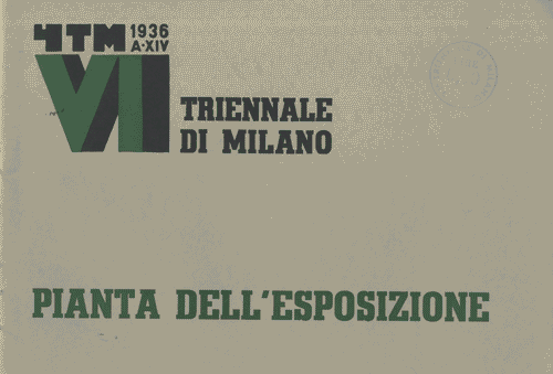 Image for Opuscolo "Pianta dell'Esposizione", composto da 6 tavole con piante dell'allestimento dell'esposizione, corredate di legenda, e con logo di Mario Sironi in copertina. La copertina è di colore grigio