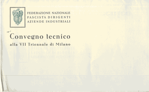 Image for Pieghevole del "Convegno tecnico alla VII Triennale di Milano", organizzato dalla Federazione Nazionale Fascista Dirigenti Aziende Industriali