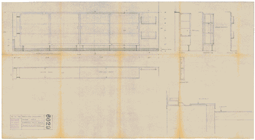 Image for Parco. Edifici per servizi. Padiglione per Soggiorno. Libreria parete ingresso
