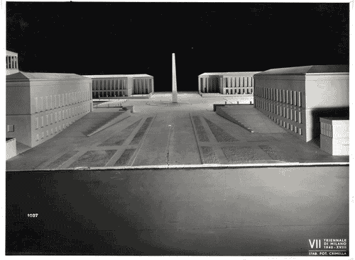 Image for VII Triennale - Mostra dell'architettura - Sezione 1°. L'E42, Olimpiade della civiltà - Modello in scala della piazza Imperiale per l'Esposizione internazionale di Roma di Francesco Fariello, Luigi Moretti, Saverio Muratori e Ludovico Quaroni