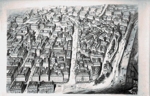 Image for Le città immaginate - Nove progetti per nove città. Sezione progettuale - Roma (La città politica. Il Parlamento e i nuovi ministeri) - Disegno del progetto di Peter Eisenmann