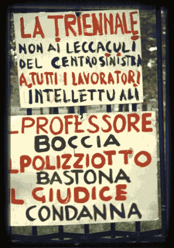 Image for XIV Triennale - Occupazione della Triennale - Cartelloni con scritte di protesta