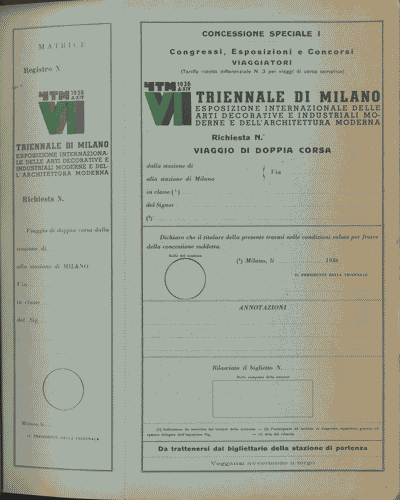 Image for Quaderno della Concessione speciale I - Viaggio di doppia corsa, con logo di Mario Sironi su ogni biglietto e matrice