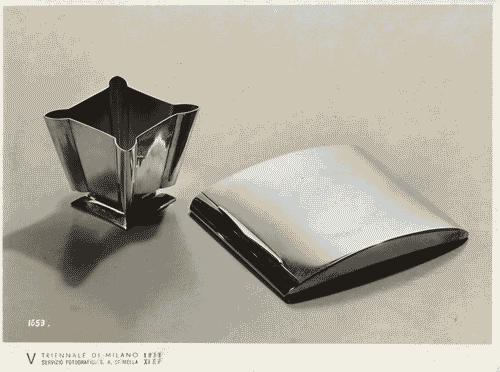 Image for V Triennale - Arti decorative e industriali - Sala dell'E.N.A.P.I. - Argenteria - Scatola e portasigarette in argento di Luigi Porro di Milano