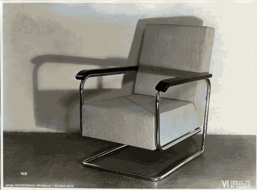 Image for VI Triennale - Mostra dell'arredamento - Sala di attesa per lo studio di un medico di Piero Bottoni e Mario Pucci - Poltrona a telaio involuto