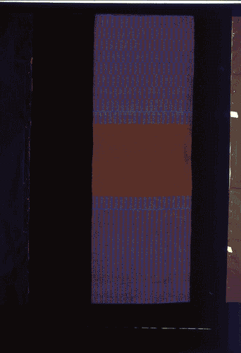 Image for Tappeto in tre parti, tessuto in fibra di lino marrone e plastica blu