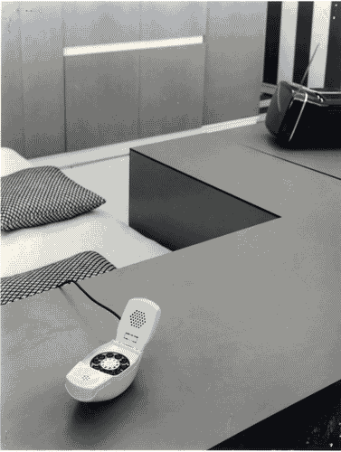 Image for XIV Triennale - Padiglione nel Parco Sempione - Espressioni e produzioni italiane - Prima zona - Ambiente plurifunzionale attrezzato - Corsini Costantino - Wiskemann Giorgio - Telefono Grillo di Marco Zanuso