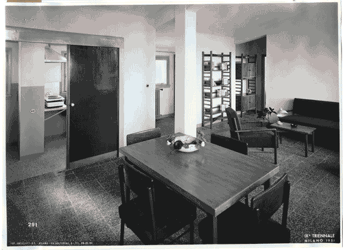 Image for IX Triennale - Quartiere sperimentale della Triennale di Milano (QT8) - Mostre speciali al QT8 in occasione della Nona Triennale - Casa INA-Casa a 11 piani - Alloggio n. 17 - Soggiorno-pranzo