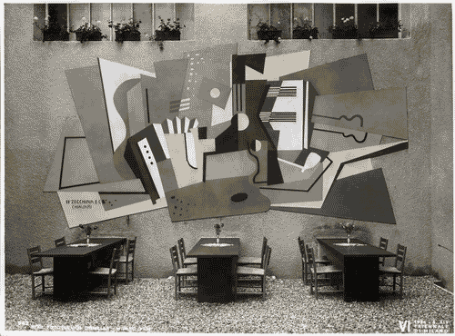 Image for VI Triennale - Palazzo dell'Arte - Caffè e mescita con birreria all'aperto - Intarsi di intonachi "pietrificanti" di Emanuele Rambaldi