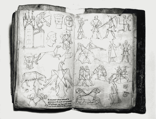 Image for IX Triennale - Studi sulle proporzioni - Riproduzione di una pagina appartenente al manoscritto membranaceo "Album de dessins" di Villard de Honnecourt