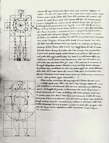 Image for IX Triennale - Studi sulle proporzioni - Riproduzione di una pagina appartenente al manoscritto cartaceo "Trattato di architettura" di Francesco di Giorgio Martini