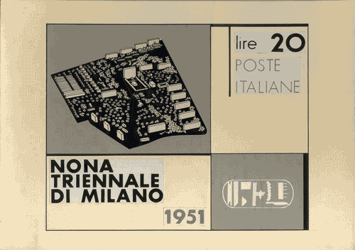 Image for Cartoncino con applicato bozzetto per francobollo celebrativo della IX Triennale