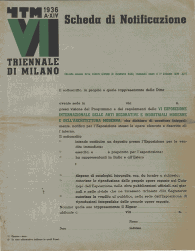 Image for "Scheda di Notificazione" con logo di Mario Sironi