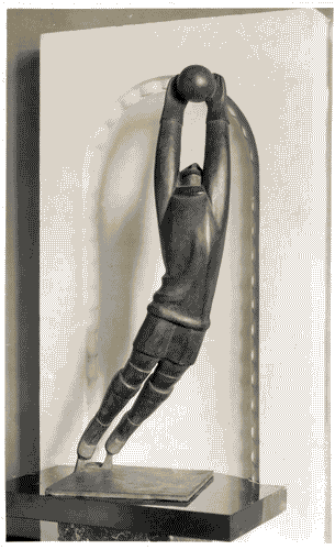 Image for III Biennale - Sezione ligure - Sala di consiglio di una società sportiva di Mario Labò - Statuetta in bronzo "Goal-keeper" di Francesco Messina