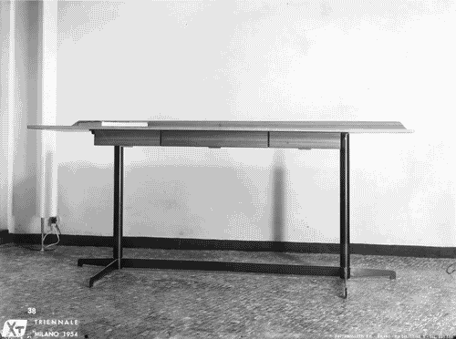 Image for X Triennale - Parco Sempione - Padiglione per esposizione di mobili di serie - Scrittoio in legno - Osvaldo Borsani