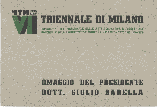 Image for Ingresso-omaggio del Presidente Giulio Barella, di colore grigio, con logo di Mario Sironi