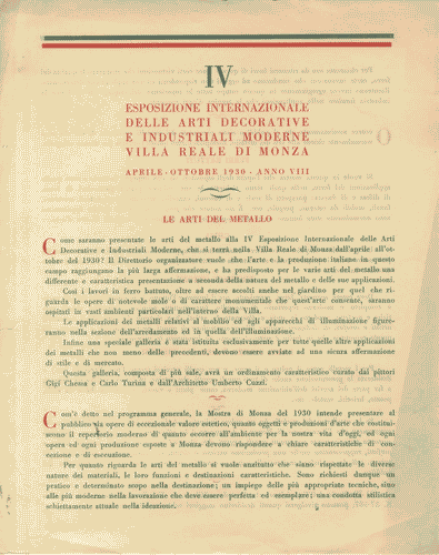 Image for Volantino policromo illustrativo "Le arti del metallo", con intestazione