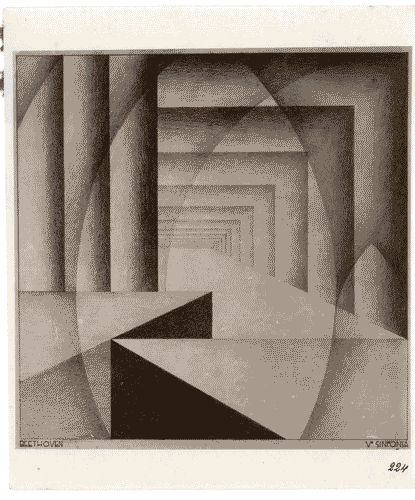 Image for III Biennale - Sala dell'atelier di Varedo di Gaetano Borsani - Salotto di Gino Maggioni - Disegno "Beethoven -IV sinfonia" di Ugo Galetti