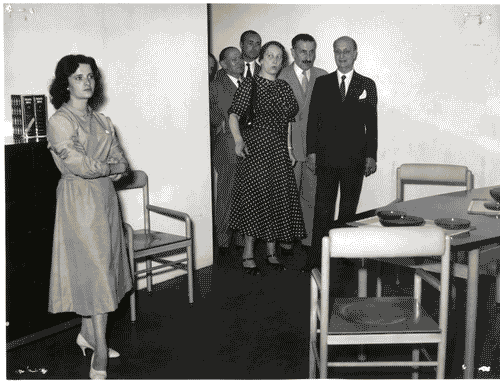 Image for X Triennale - Visita del Ministro dell'industria e del commercio on. Bruno Villabruna - Fernanda Wittgens - Ugo Zanchetta