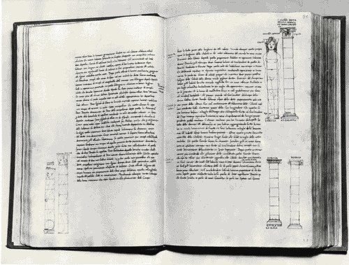 Image for IX Triennale - Studi sulle proporzioni - Riproduzione di una pagina appartenente al manoscritto cartaceo "Trattato di architettura" di Francesco di Giorgio Martini