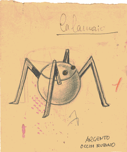 Image for Progetto di calamaio in forma di ragno in argento e galatite