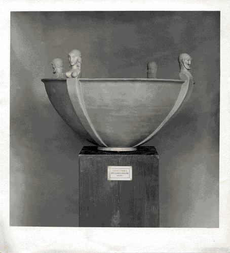 Image for III Biennale - Atrio del primo piano nobile - Grande coppa in maiolica turchese opaco di Gio Ponti