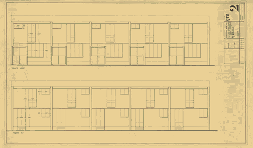 Image for Concorso nazionale casette per reduci. Schiera di 5 casette a 4 letti. Lati est e ovest