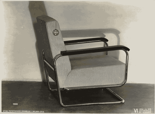 Image for VI Triennale - Mostra dell'arredamento - Sala di attesa per lo studio di un medico di Piero Bottoni e Mario Pucci - Poltrona a telaio involuto