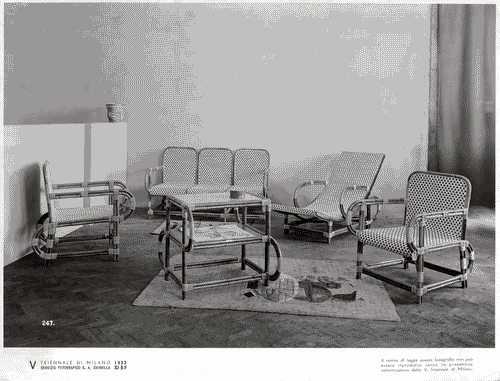 Image for V Triennale - Arti decorative e industriali - Sala dell'E.N.A.P.I. - Mobili di vimini-paglia-raphia - Salottino in midollo e malacca