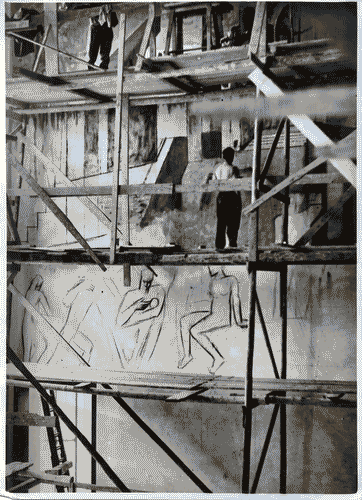 Image for V Triennale - Lavori di allestimento - Salone delle Cerimonie - Pittura murale "il lavoro" di Mario Sironi