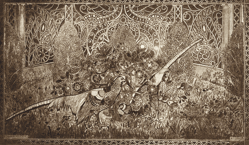 Image for Villa Reale - Ristorante - "Fagiani", pannello decorativo in graffito policromo di Giovan Battista Gianotti