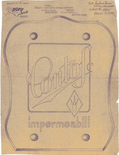 Image for Bozzetto per insegna pubblicitaria "Contos impermeabili"