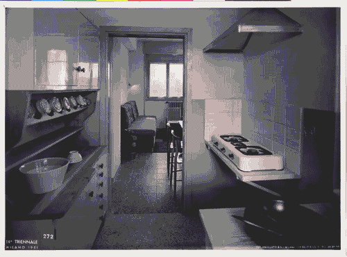 Image for IX Triennale - Quartiere sperimentale della Triennale di Milano (QT8) - Mostre speciali al QT8 in occasione della Nona Triennale - Casa INA-Casa a 11 piani - Alloggio n. 11 - Cucina