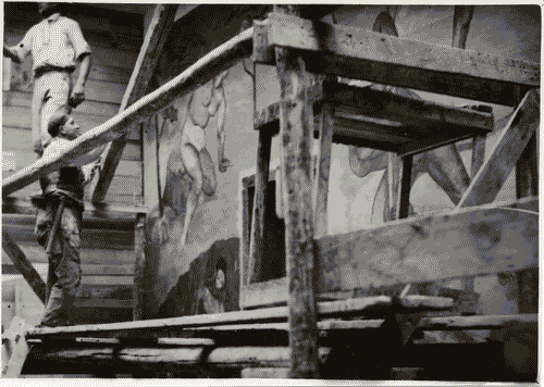 Image for V Triennale - Lavori di allestimento - Galleria delle pitture - Pittura murale "ciclo della terra a Dio" di Renzo Sosso