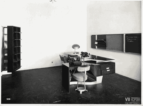 Image for VII Triennale - Mostra dell'arredamento per ufficio - Arredamento dell'ufficio di una società per la lavorazione di marmi e pietre di Carlo De Carli