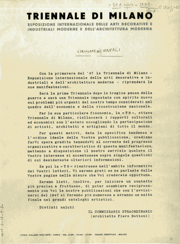 Image for Carta intestata dattiloscritta da inviare a diversi destinatari, con appunti manoscritti