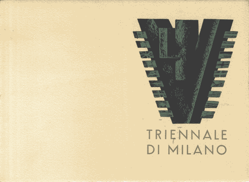 Image for Invito alla cerimonia inaugurale della V Triennale di Milano, copertina con logo di Mario Sironi