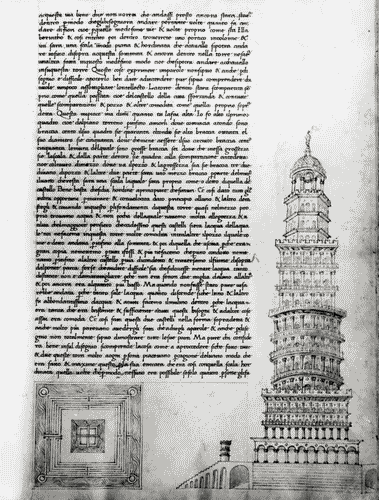 Image for IX Triennale - Studi sulle proporzioni - Riproduzione di una pagina appartenente al manoscritto cartaceo "Trattato di architettura" del Filarete