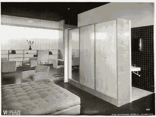 Image for VI Triennale - Padiglione nel parco Sempione. Mostra dell'abitazione - Alloggio n. 5: quattro elementi di alloggio per un professionista, con studio annesso - Camera da letto matrimoniale