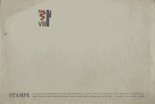 Image for Busta intestata "Stampe" per la VIII Esposizione del 1943, poi non realizzata, con logo simile a quello della VII di Enrico Ciuti